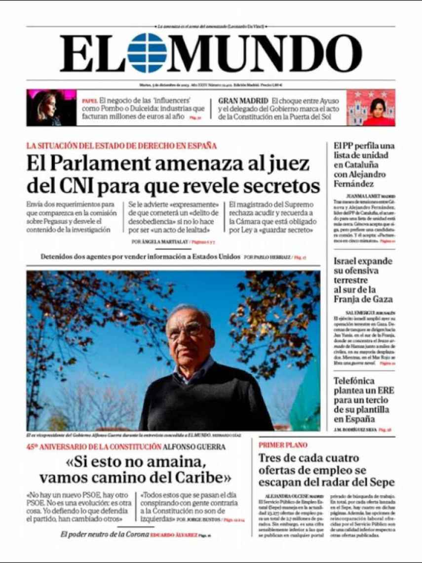 Portada de 'El Mundo' de 5 de diciembre de 2023