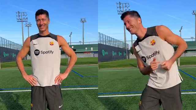 Lewandowski se hace viral con un nuevo baile en el Barça