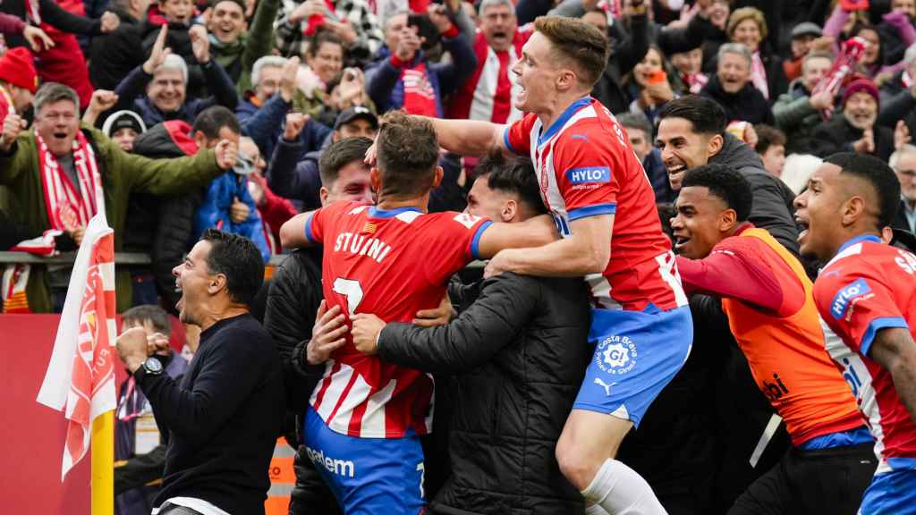 El Girona, celebrando una victoria épica en Liga