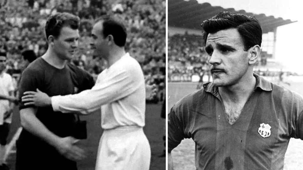 Kubala y Di Stéfano se saludan ante Ramón Villaverde