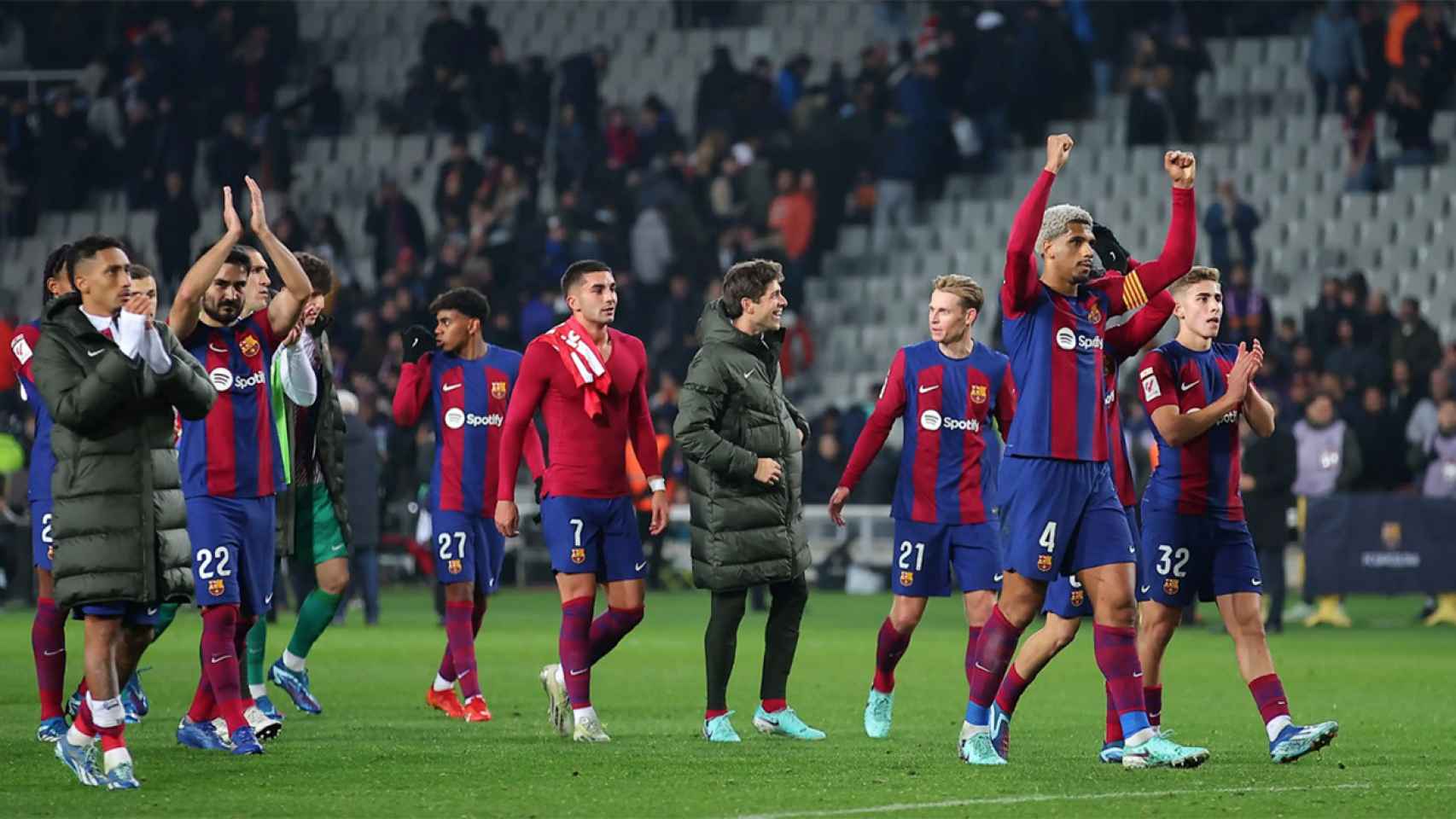 El FC Barcelona, celebrando el triunfo contra el Atlético de Madrid