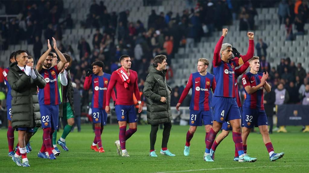 El FC Barcelona, celebrando el triunfo contra el Atlético de Madrid