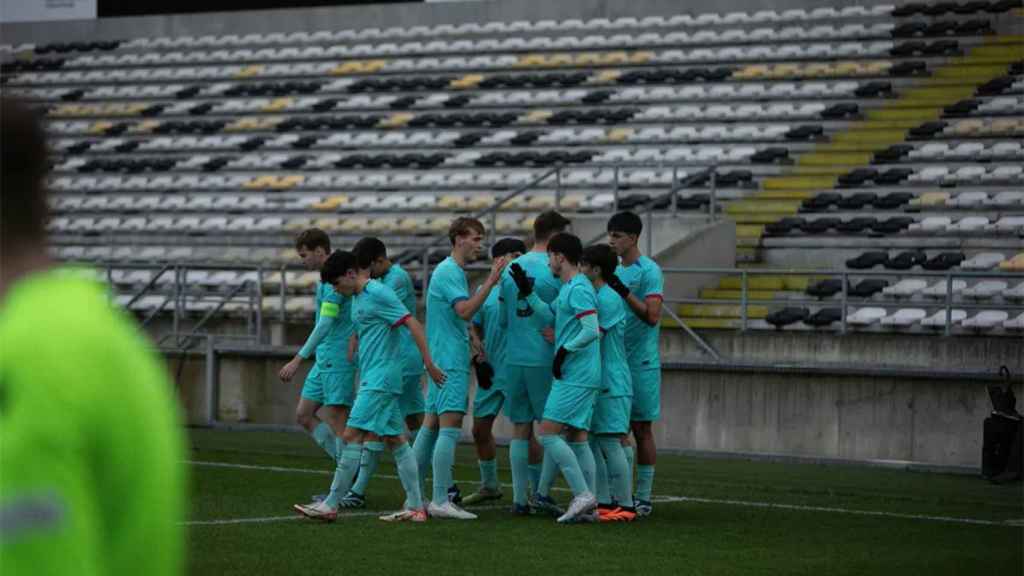 El Barça, celebrando uno de los goles contra el Amberes