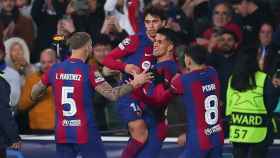 El Barça, celebrando un gol de Joao Félix contra el Oporto