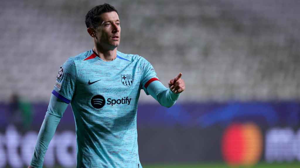 Robert Lewandowski, durante el Amberes-Barça