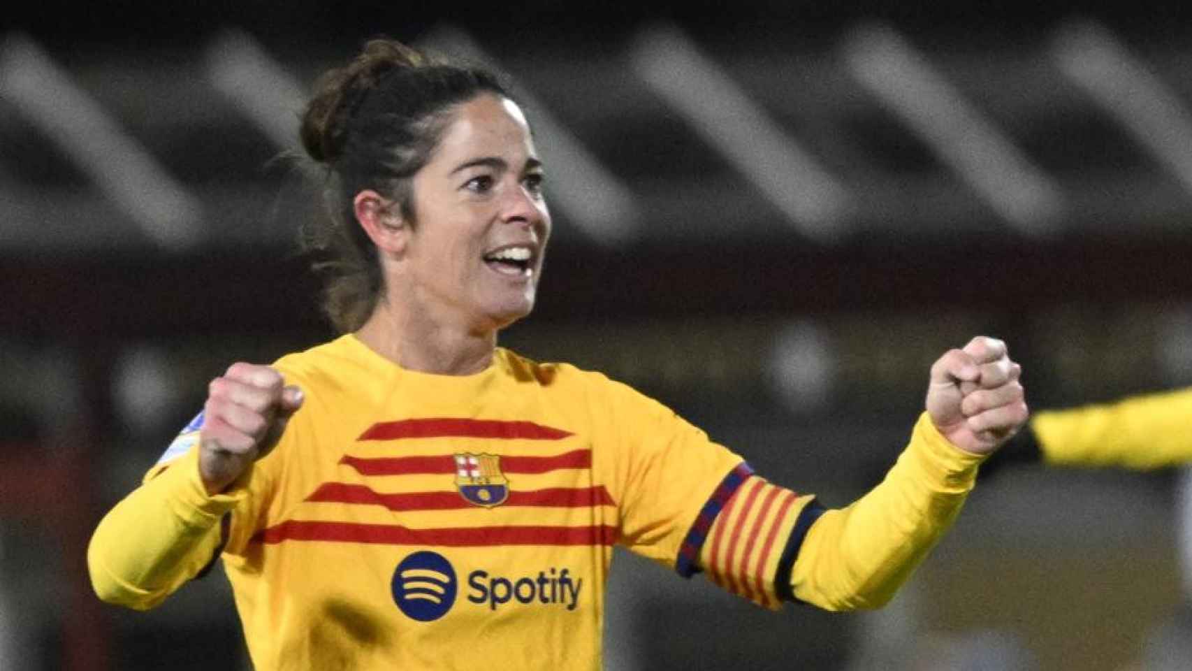 Patri Guijarro celebra su gol al Rosengard con Marta Torrejón