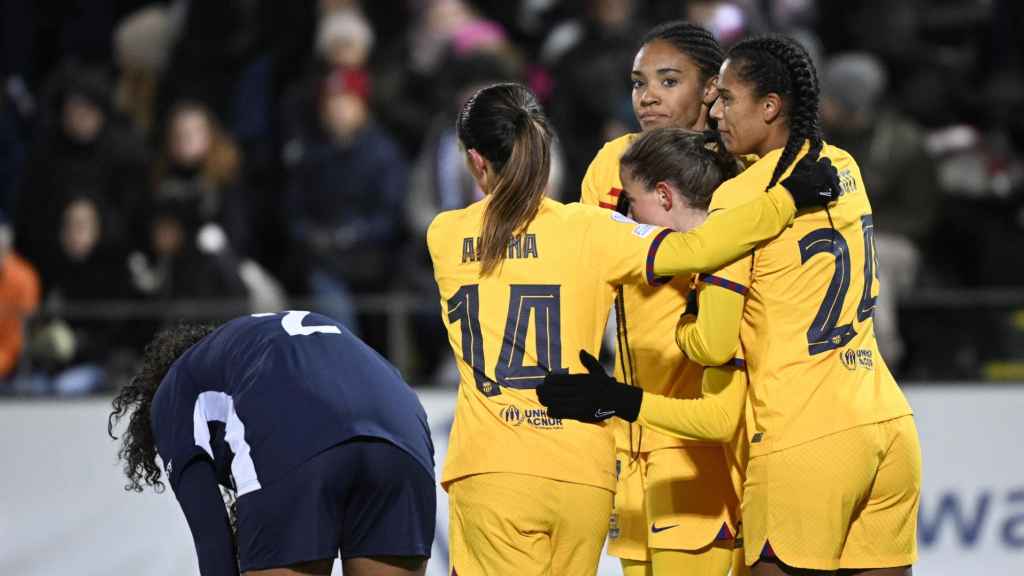 Salma Paralluelo festeja su gol al Rosengard en la Champions Femenina