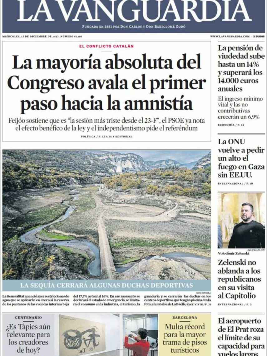 Portada de 'La Vanguardia' de 13 de diciembre de 2023