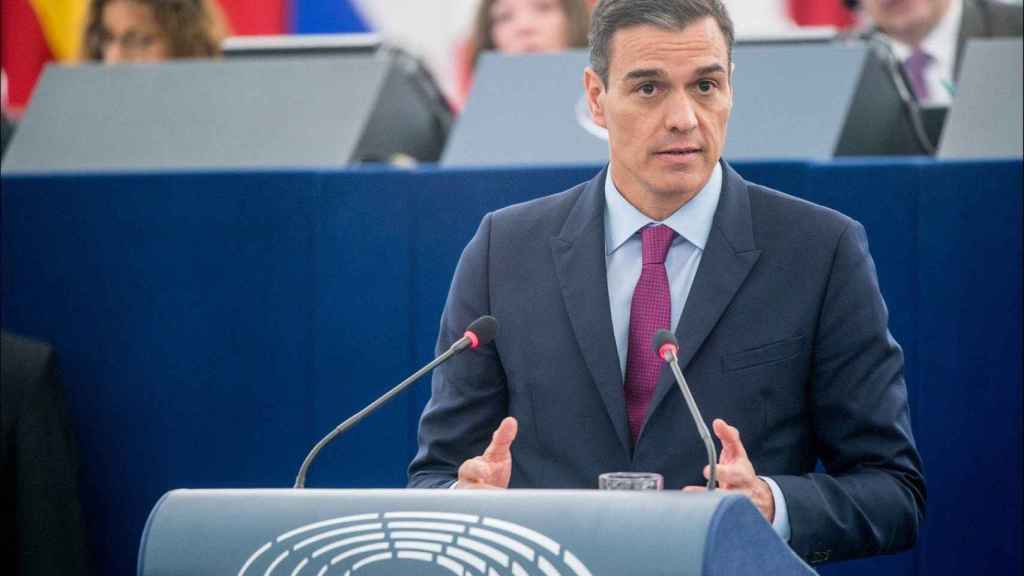 El presidente del Gobierno, Pedro Sánchez, en un pleno de la Eurocámara