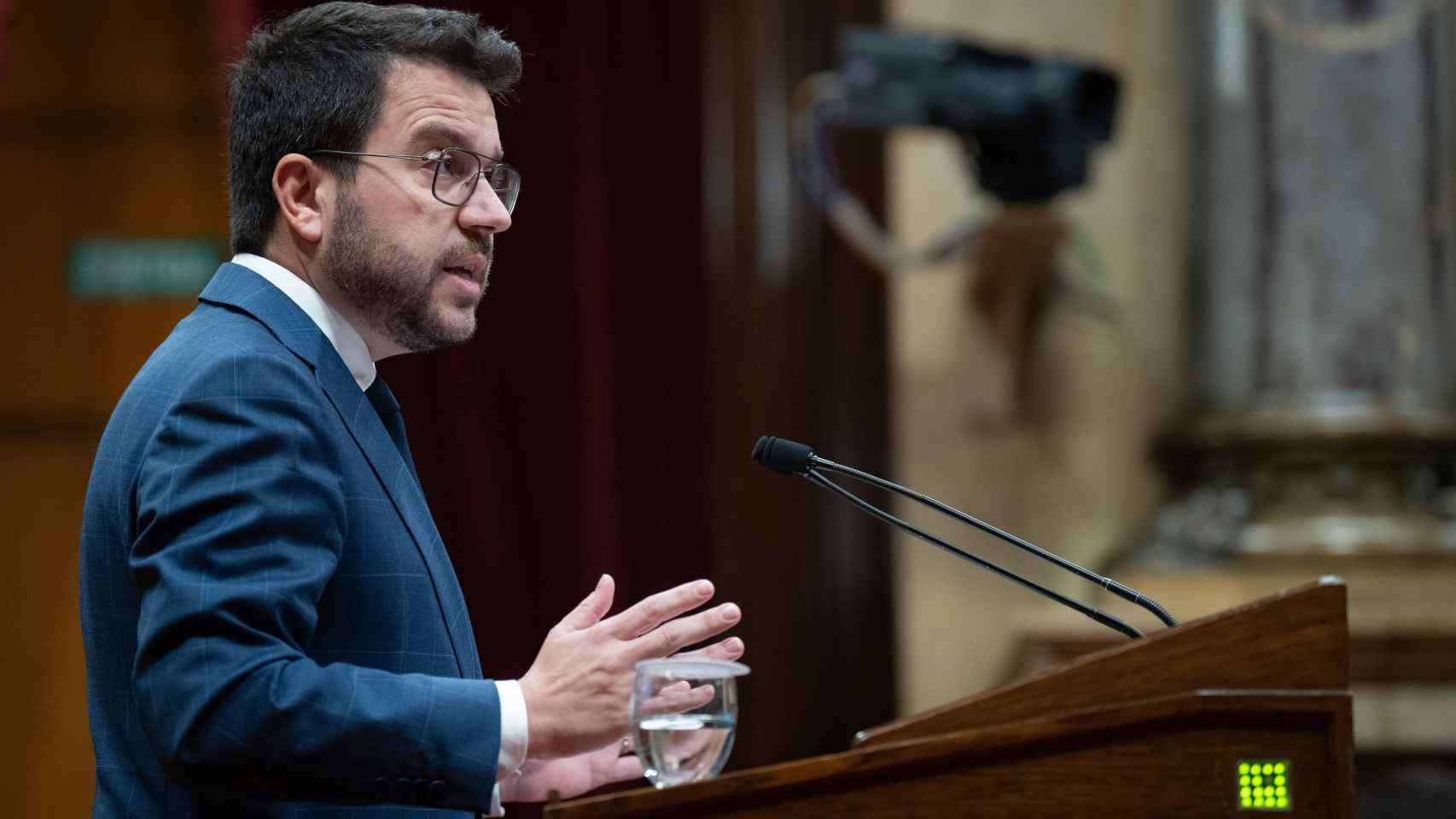 El presidente de la Generalitat, Pere Aragonès, en la sesión de control del Parlament