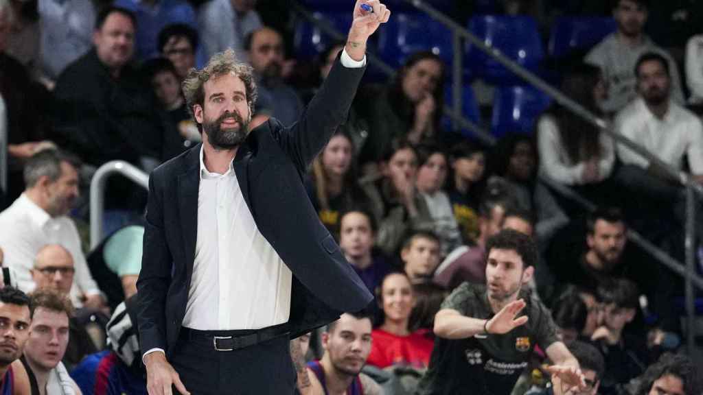 Roger Grimau, durante el partido contra el Manresa en el Palau