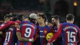 Los jugadores del FC Barcelona, celebrando un gol contra el Girona