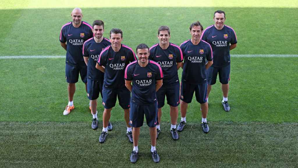 Luis Enrique y su staff en el Barça para la temporada 2014-15