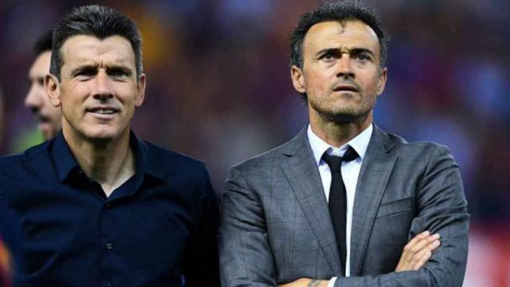 Luis Enrique y Juan Carlos Unzué, durante su etapa en el Barça