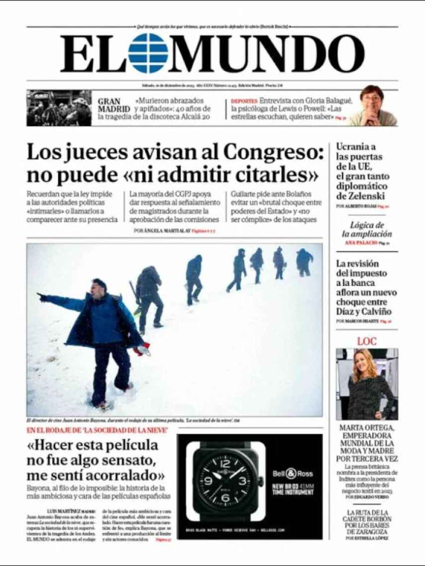 Portada de 'El Mundo' del 16 de diciembre de 2023