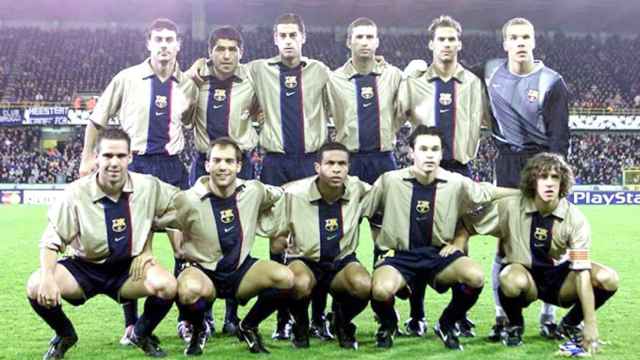 Los jugadores del Barça, en 2002