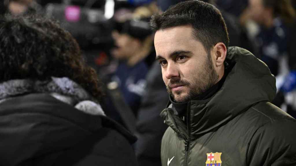 Jonatan Giráldez, durante un partido del Barça Femenino