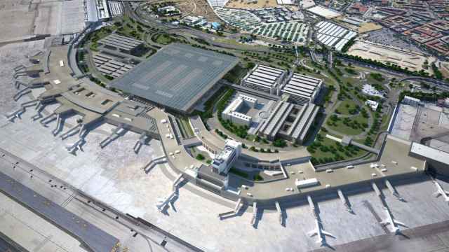 Imagen virtual de la ciudad aeroportuaria de Barajas que Aena proyecta en Madrid
