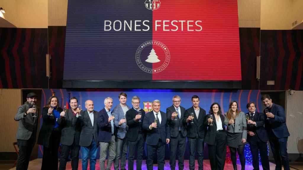 Joan Laporta, celebrando la tradicional comida de Navidad con los medios