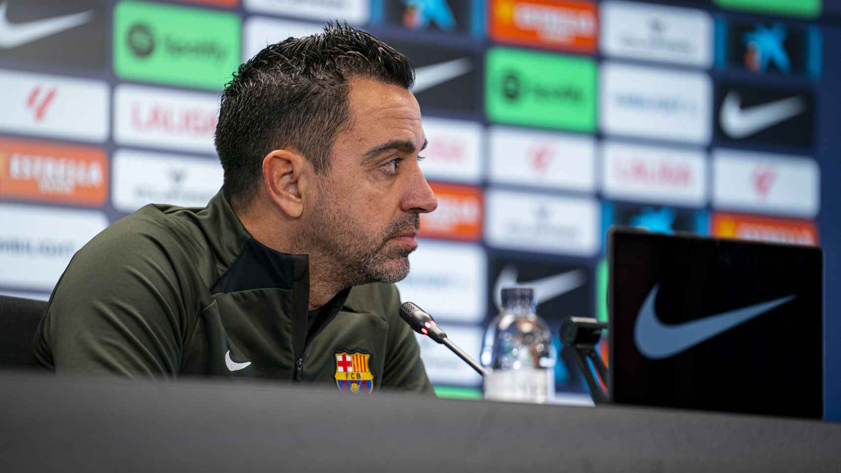 Xavi Hernández, durante una rueda de prensa con el FC Barcelona