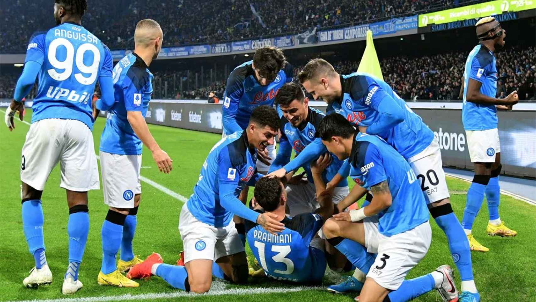 El Napoli, celebrando un gol esta temporada 2023-24