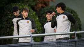 El Juvenil A del Barça, en el entrenamiento previo al duelo de Youth League contra el Oporto
