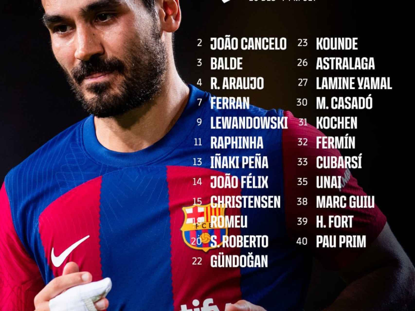 Convocatoria del Barça-Almería