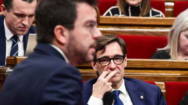 Salvador Illa, jefe de la oposición en Cataluña por el PSC, en el Parlament