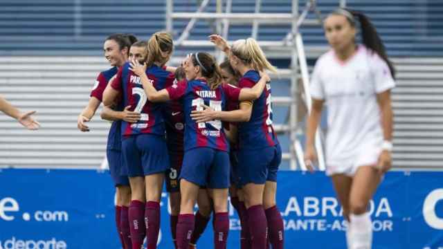 Las futbolistas del Barça Femenino celebran una victoria en Liga