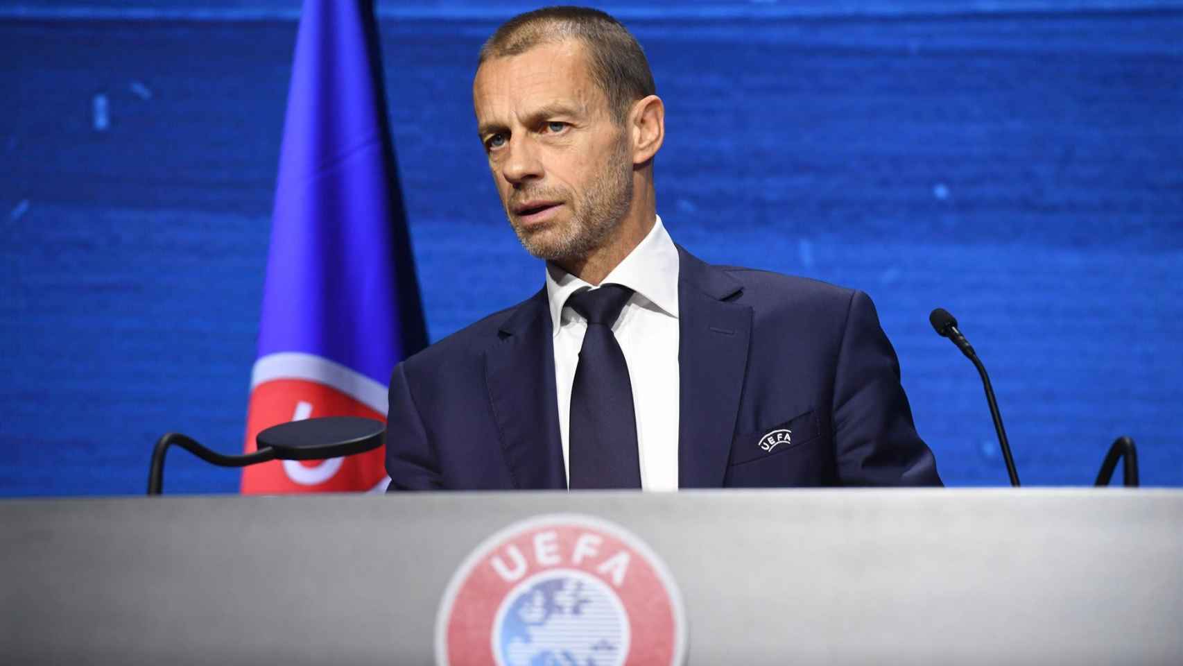 Aleksander Čeferin, presidente de la UEFA, en un acto público