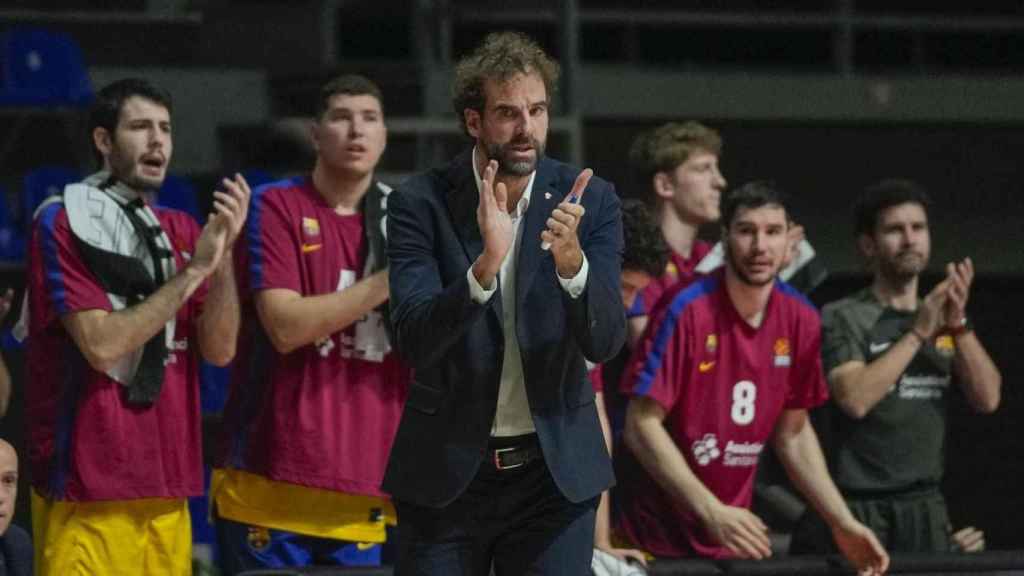 Roger Grimau, durante un partido con el Barça de basket