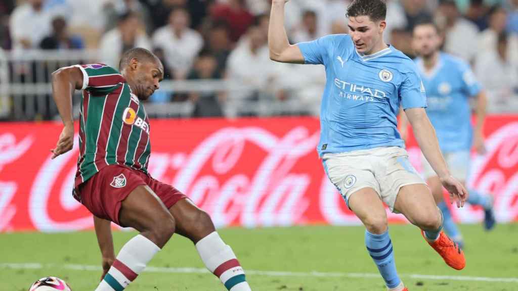 Julián Álvarez, durante el partido contra Fluminense en el Mundial de Clubes