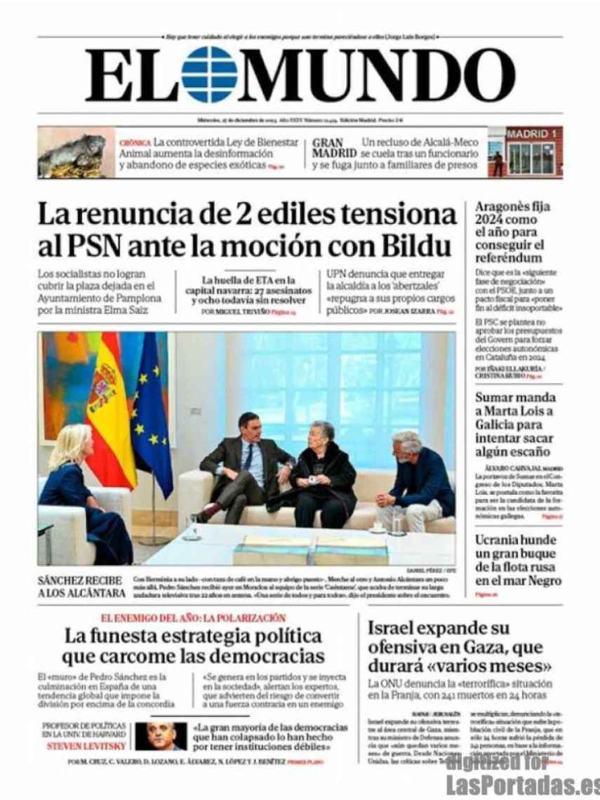 Portada de 'El Mundo' de 27 de diciembre de 2023