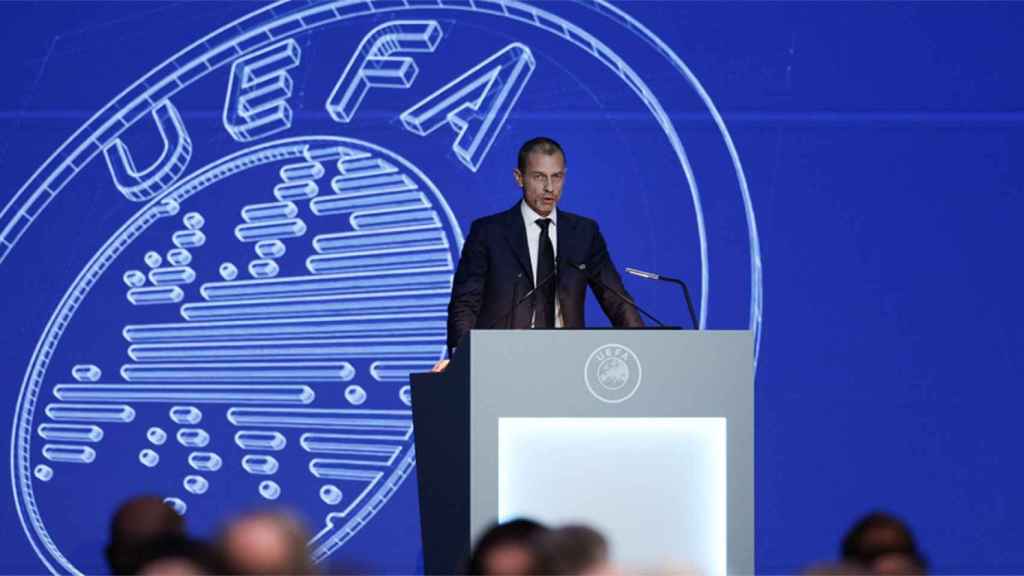 Aleksander Ceferin, durante una conferencia de la UEFA