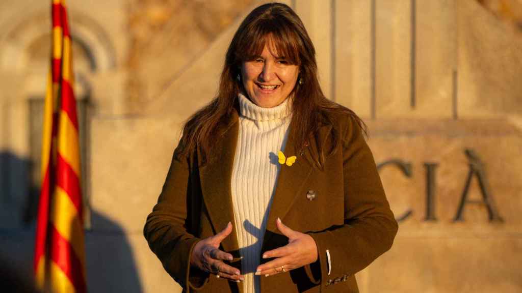 La presidenta de Junts, Laura Borràs, en el homenaje en el cementerio de Montjuïc a Francesc Macià en el 90 aniversario de su muerte, a 25 de diciembre del 2023