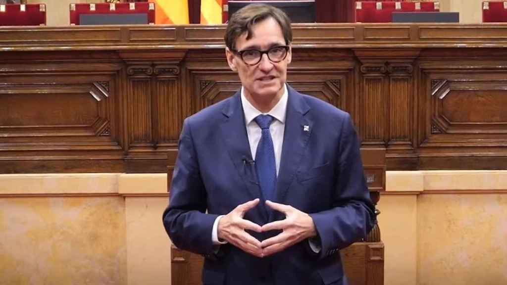 Salvador Illa, durante su discurso de fin de año desde el Parlament