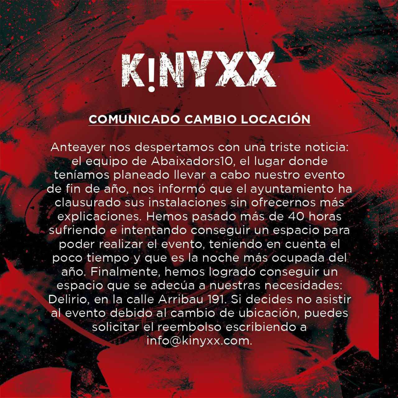 El cartel de la anulación de KinkyXX en Abaixadors 10, el club de Primavera Sound