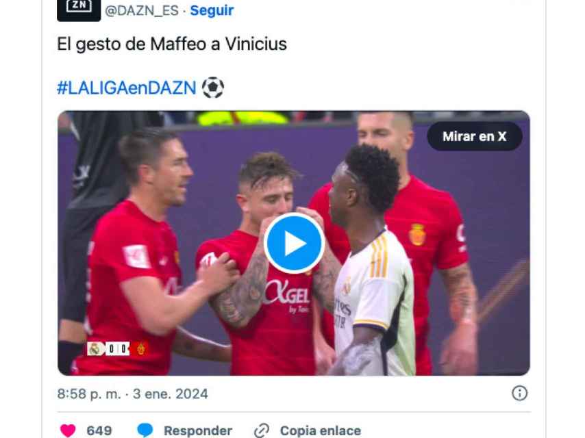 Maffeo hace un gesto despectivo a Vinicius