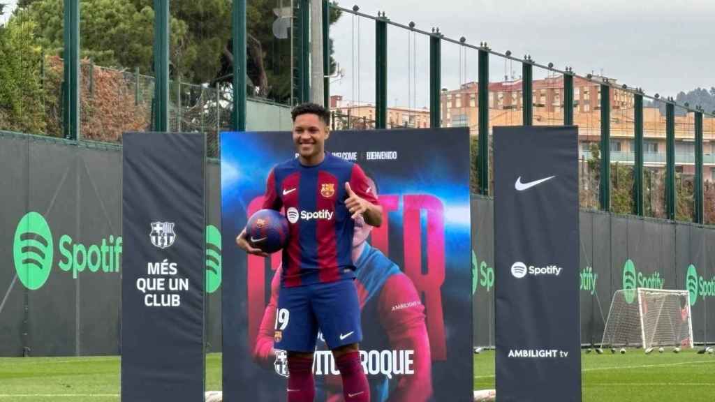 Vitor Roque, durante su presentación oficial como nuevo jugador del Barça