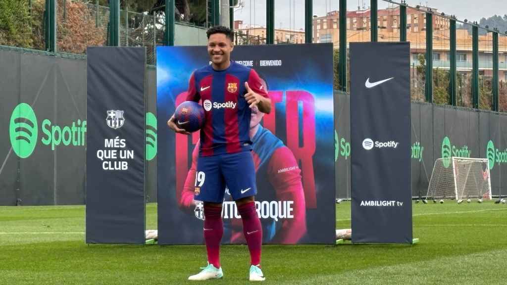 Vitor Roque, durante su presentación oficial como nuevo jugador del Barça