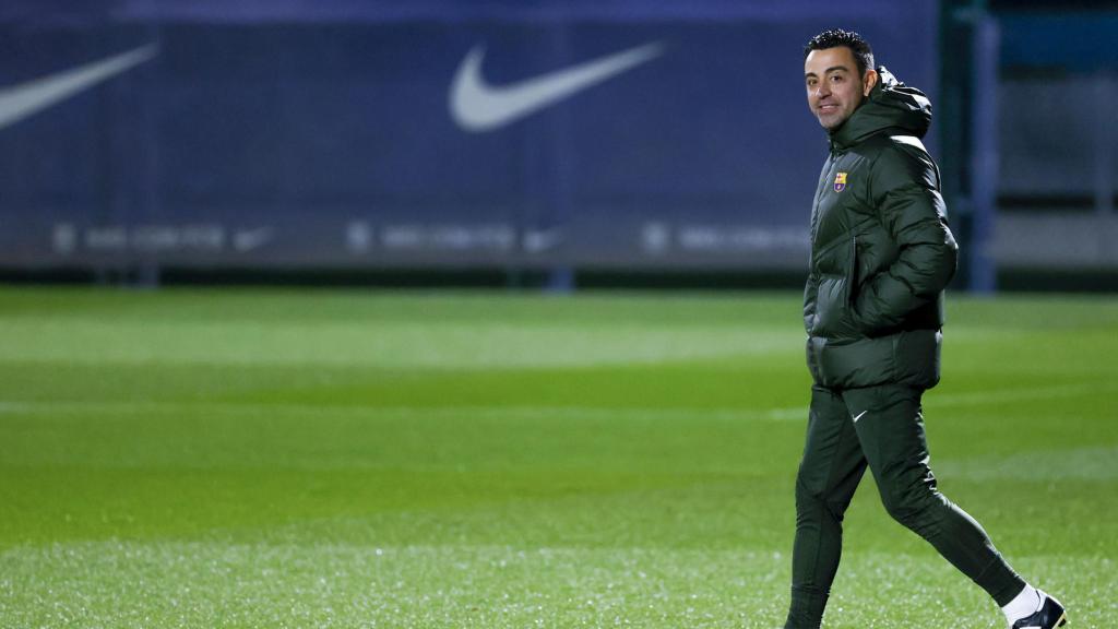 Xavi Hernández, en el entrenamiento del Barça previo a Copa del Rey