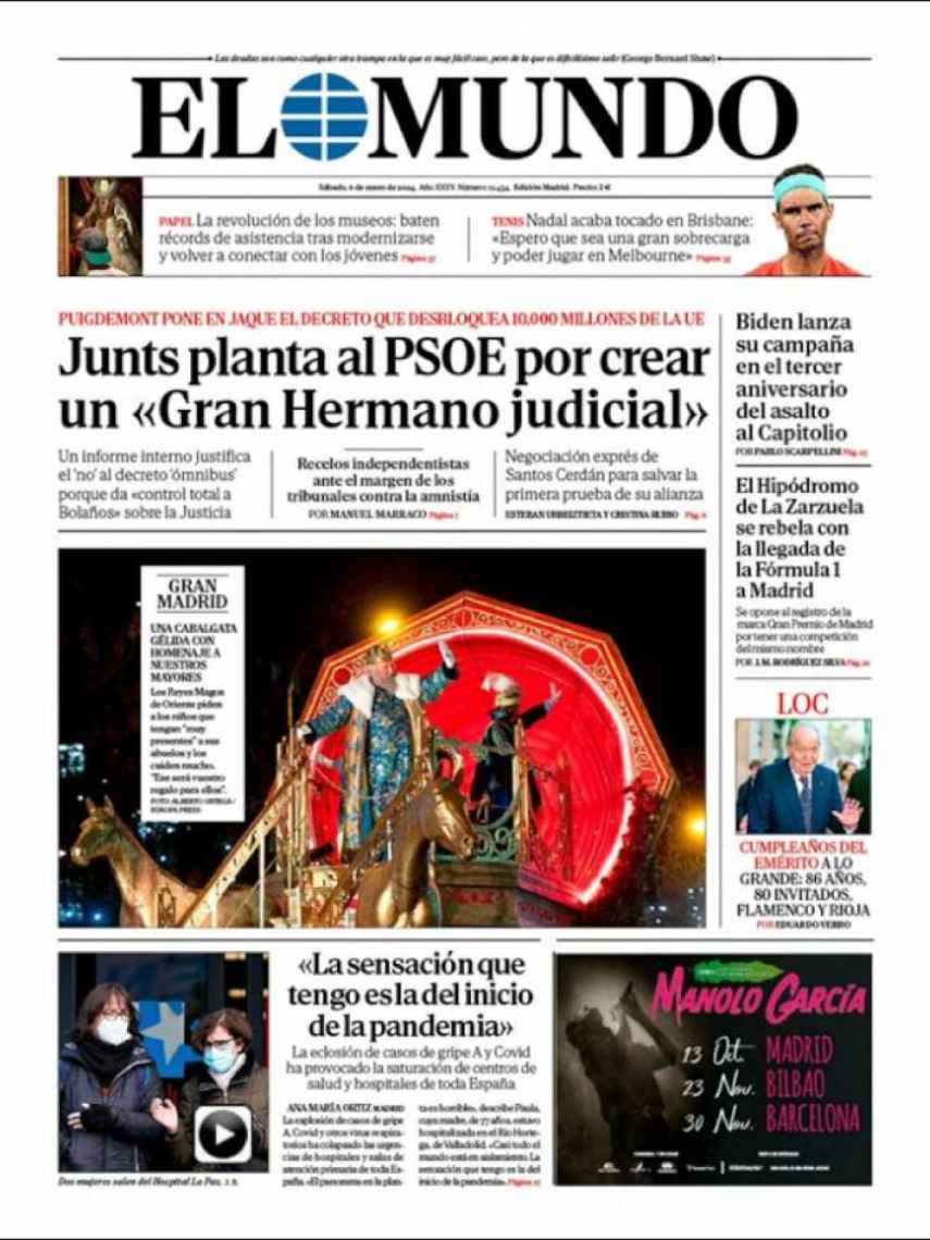 Portada de 'El Mundo' del 6 de enero de 2024