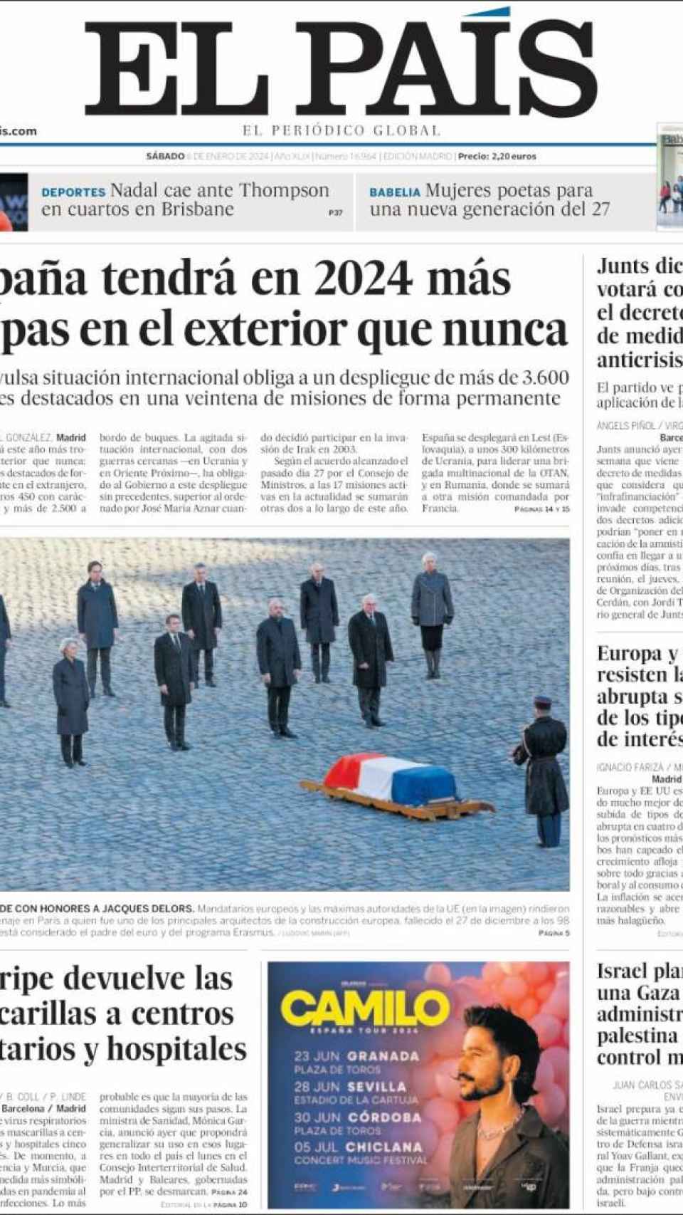 Portada de 'El País' del 6 de enero de 2023