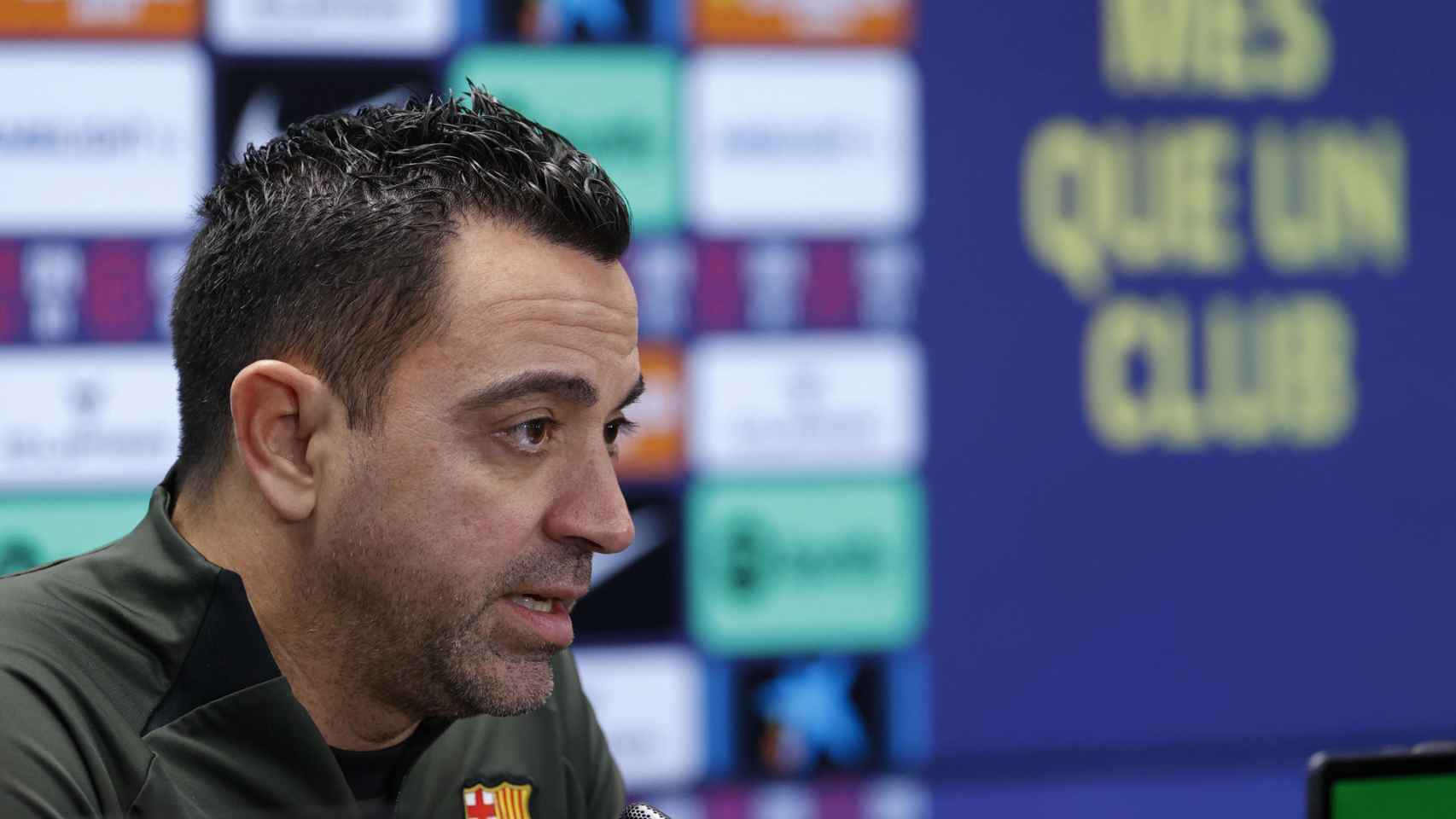 Xavi, durante la rueda de prensa previa al Barbastro-Barça
