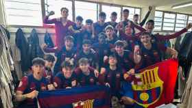 El juvenil A del Barça celebra la victoria en la Copa del Rey
