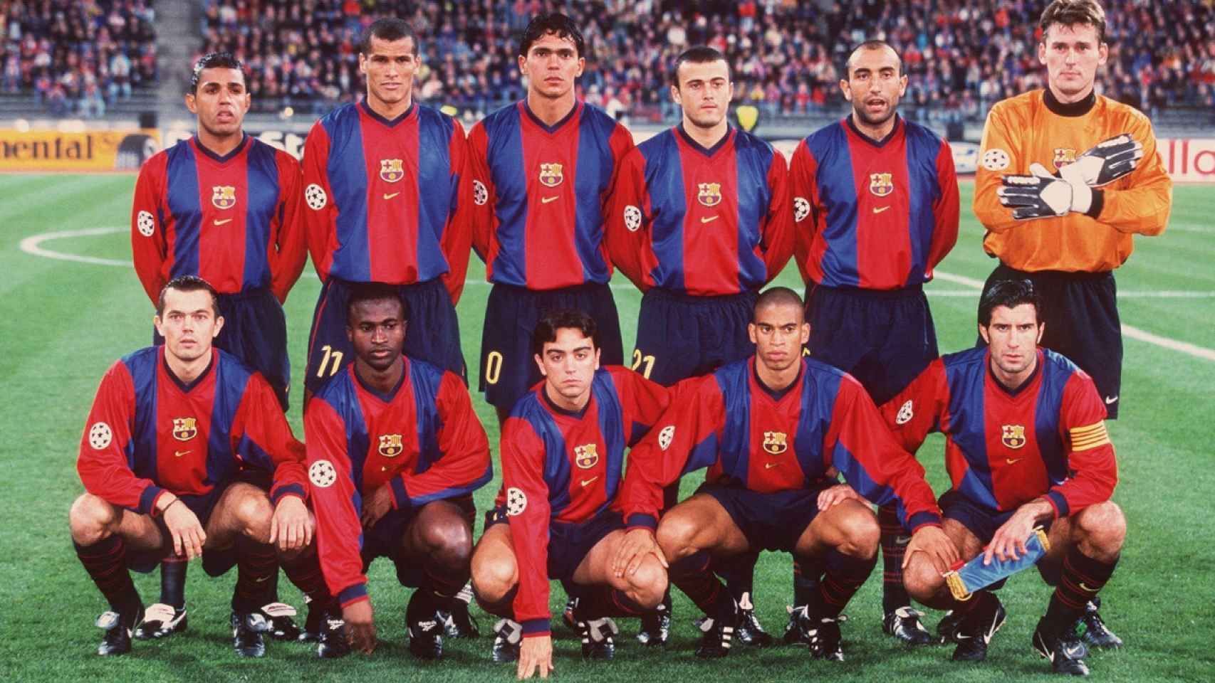 El Barça, con Luis Enrique y Xavi como jugadores, en un partido de Champions League