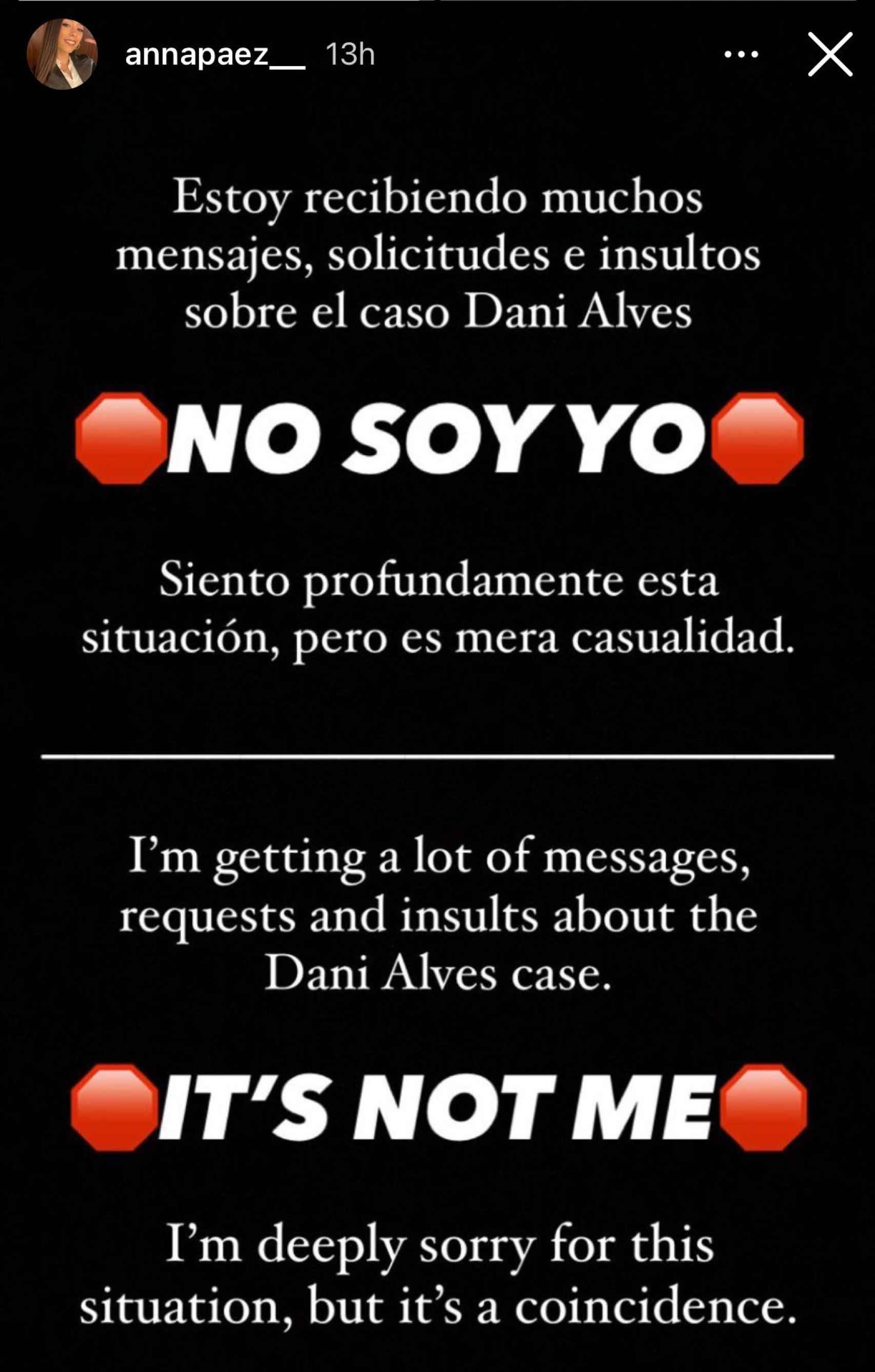 El mensaje de una joven confundida con la presunta víctima de Dani Alves