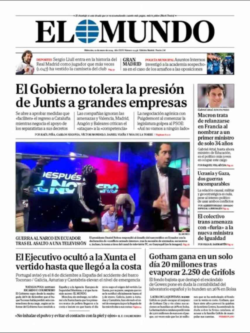 Portada de 'El Mundo' del miércoles 10 de enero