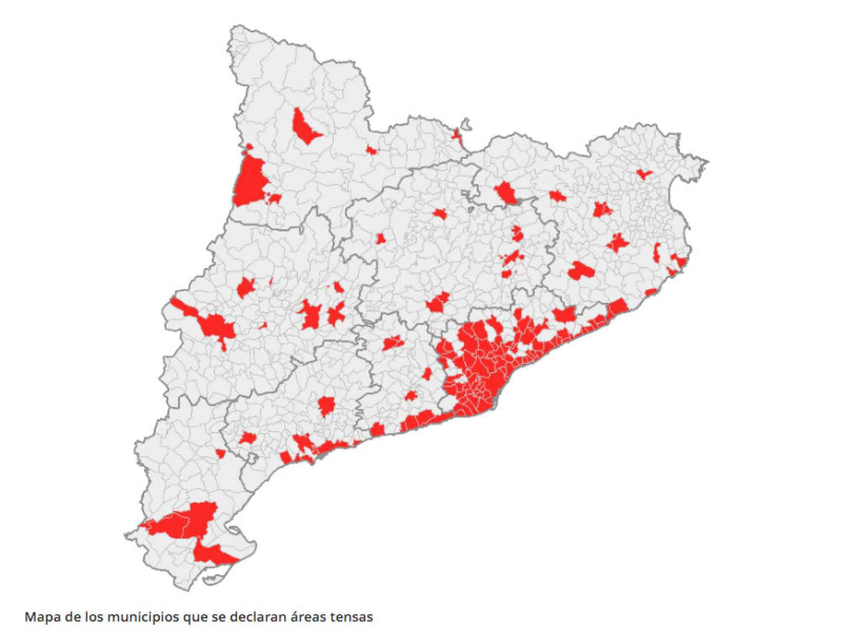 El mapa de los 140 municipios con tope de alquiler en Cataluña