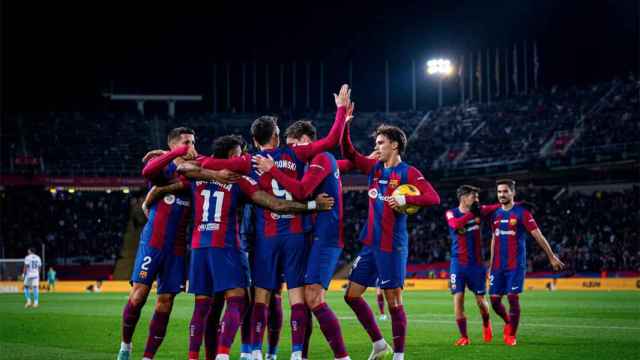 El FC Barcelona, celebrando un gol esta temporada 2023-24